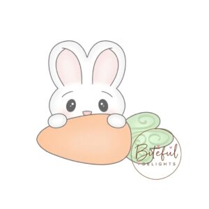 Easter Bunny Holding Carrot Cookie Cutter & Stamp Set