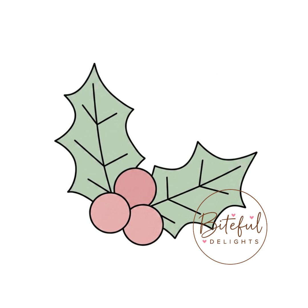 Holly Cookie Cutter & Stamp Set