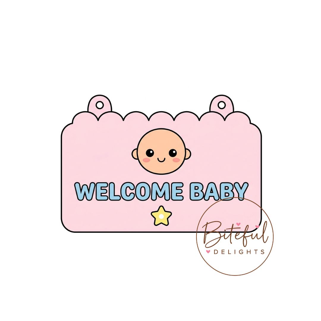 Welcome Baby Plaque Cookie Cutter & Stamp Set