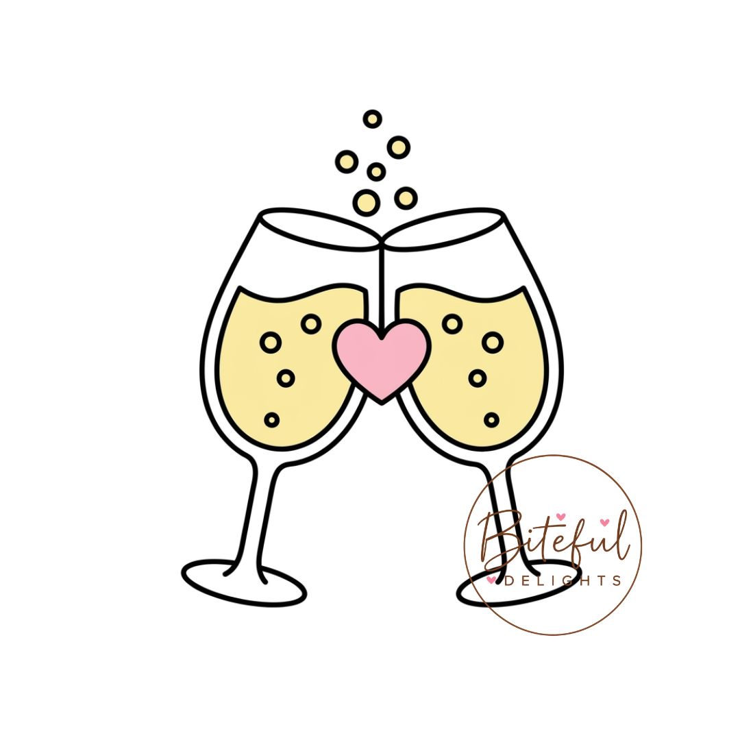 Toasting Champagne Flutes Cookie Cutter & Stamp Set